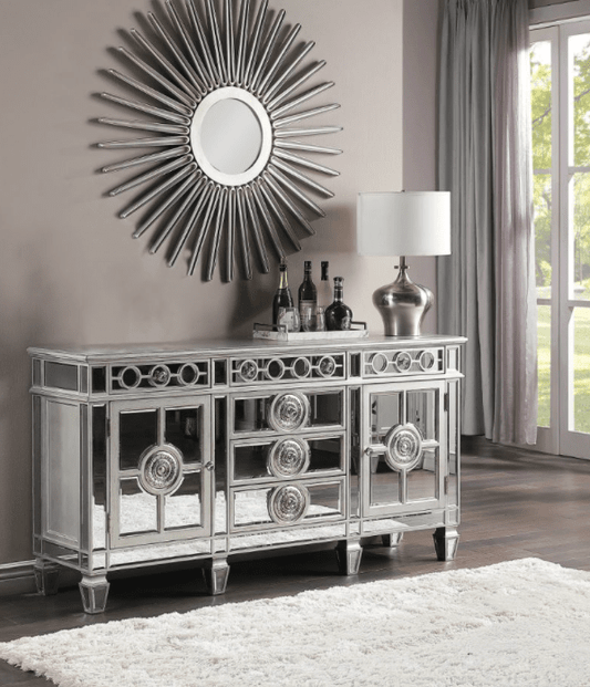 Acme Furniture Varian Dining Server Antique Platinum & Mirror