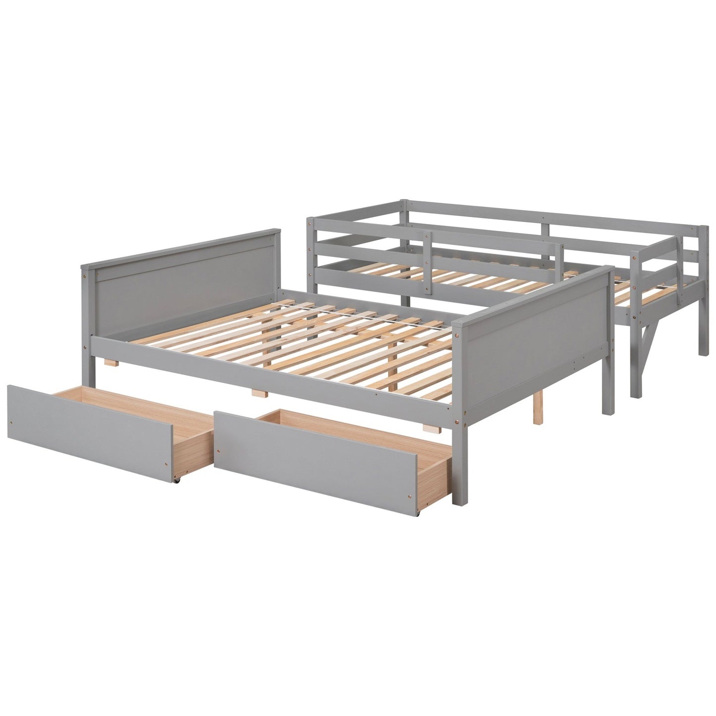Inspirit Twin over Full Bunk Bed with Storage & Slide