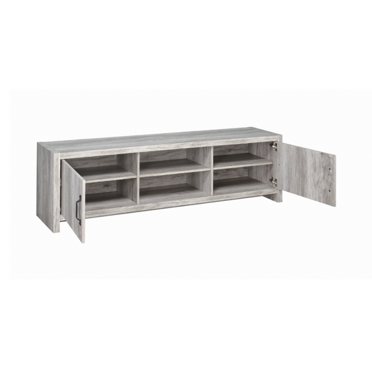 Modern 2-Door TV Console Grey Driftwood