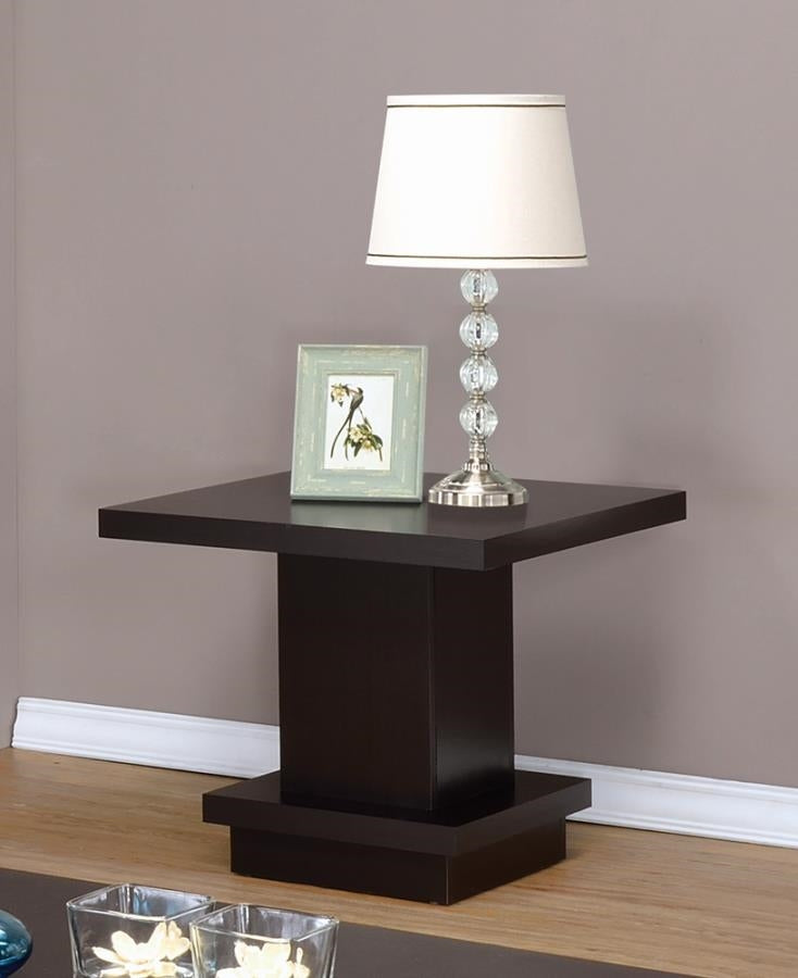 Pedestal Square End Table Cappuccino