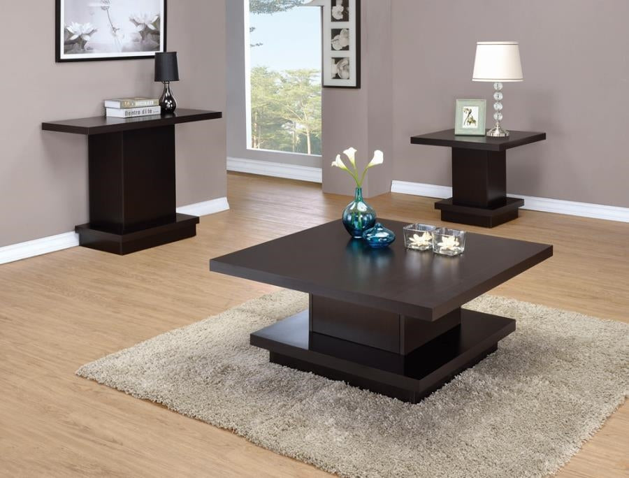 Pedestal Square End Table Cappuccino