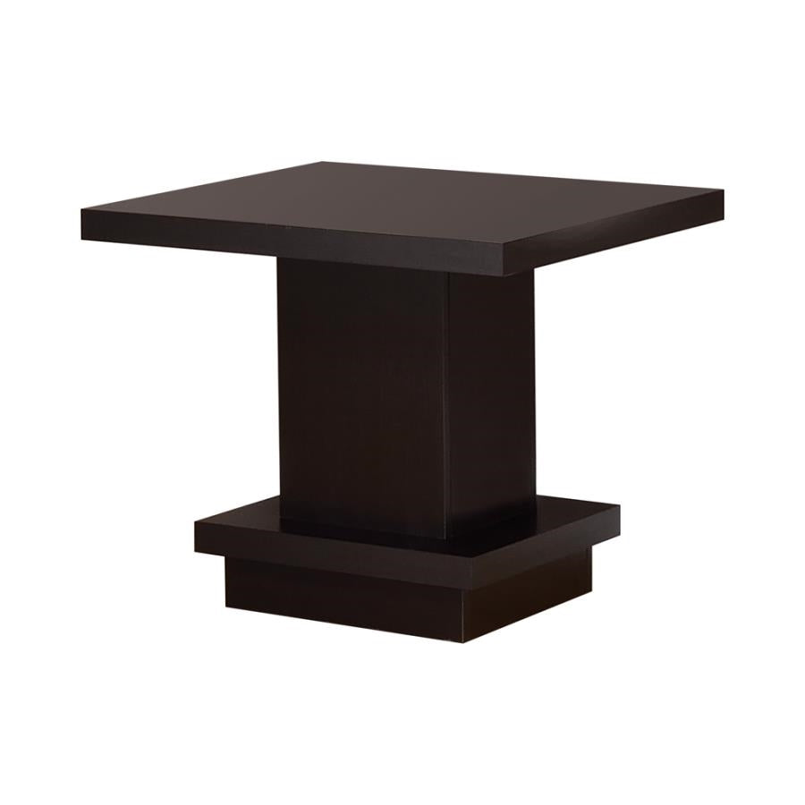 Pedestal Square End Table Cappuccino