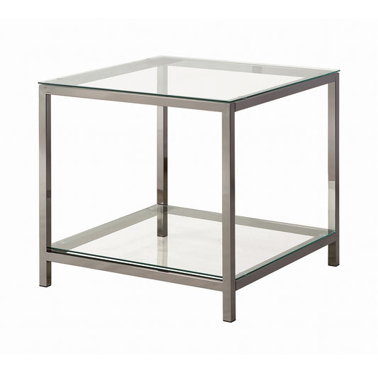 Ontario End Table With Glass Shelf Black Nickel