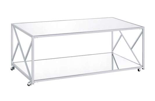 Mindi 3 Piece Accent Table Set in Chrome & Mirror Finish