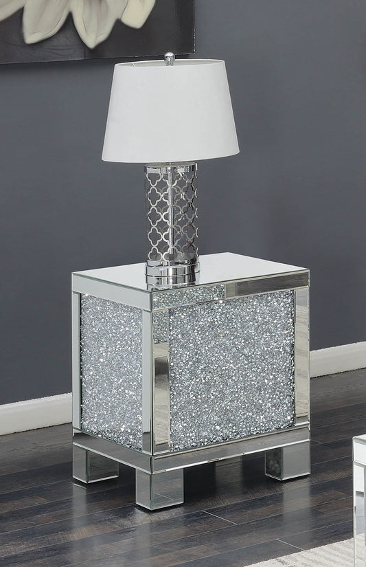 Gillian Square End Table Silver And Clear Mirror