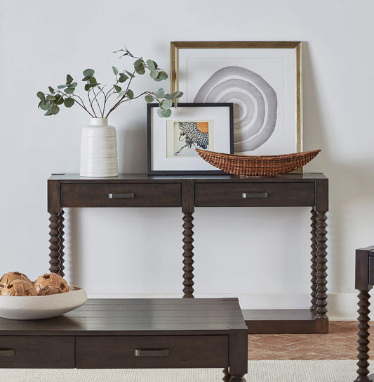 Meredith 2-Drawer Sofa Table in Coffee Bean