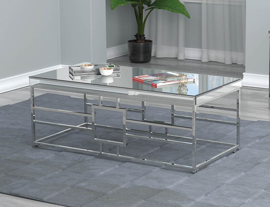 Abigail Modern Geometric Coffee Table with Mirrored Top