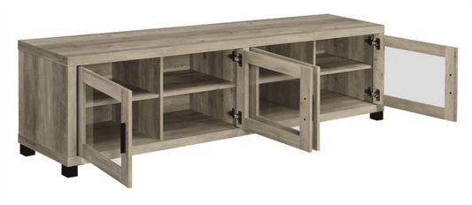 Rectangular TV Console with Glass Doors