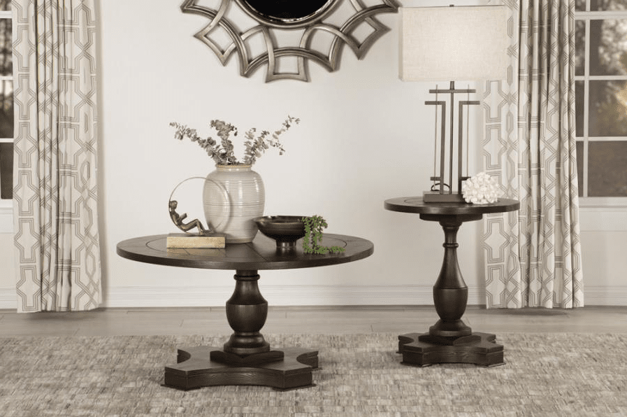 Round End Table with Pedestal Base Coffee