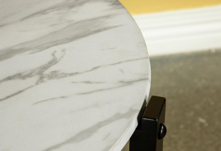 Round Coffee Table Faux White Marble and Black