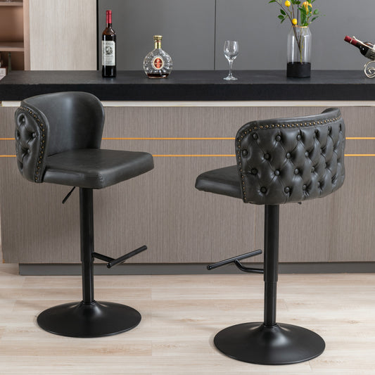 A&A Furniture Modern Swivel Bar Stools in Dark Gray Set of 2