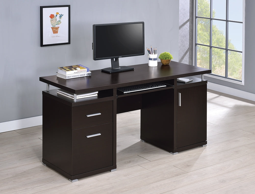 Tracy 2-Drawer Cappuccino Finish Computer Desk