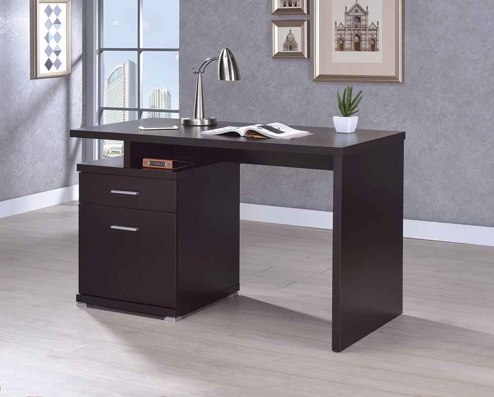 Irving 2-Drawer Cappuccino Office Desk with Cabinet