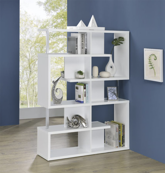 Ronneta Modern 5-Tier White Finish Bookcase