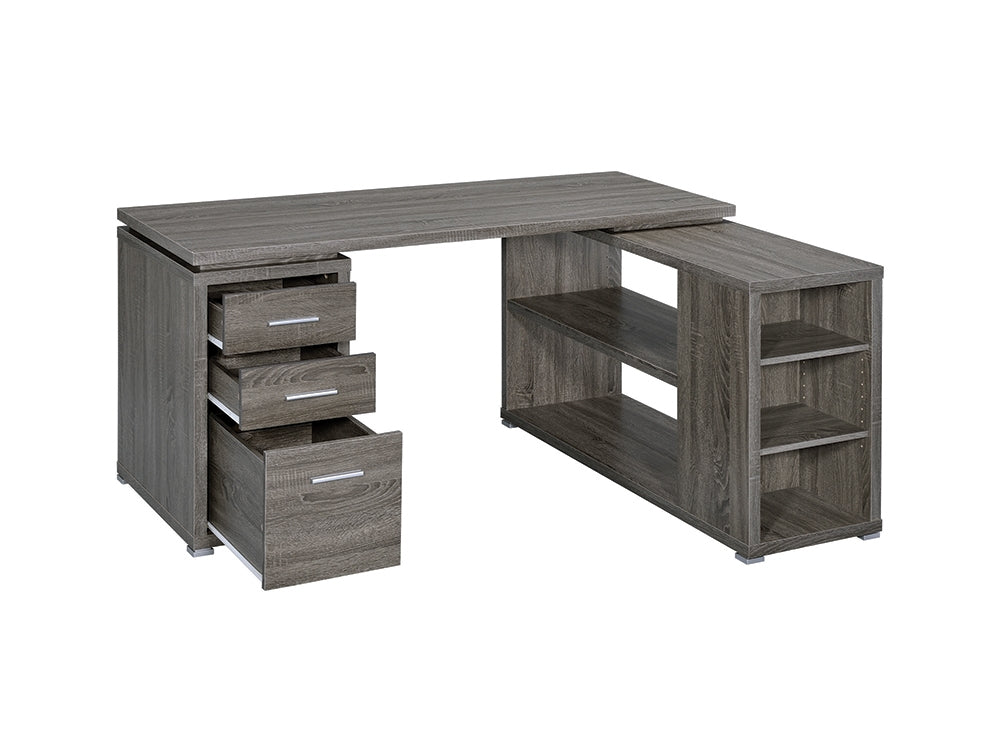 Yvette L-Shape Weathered Grey Finish Office Desk