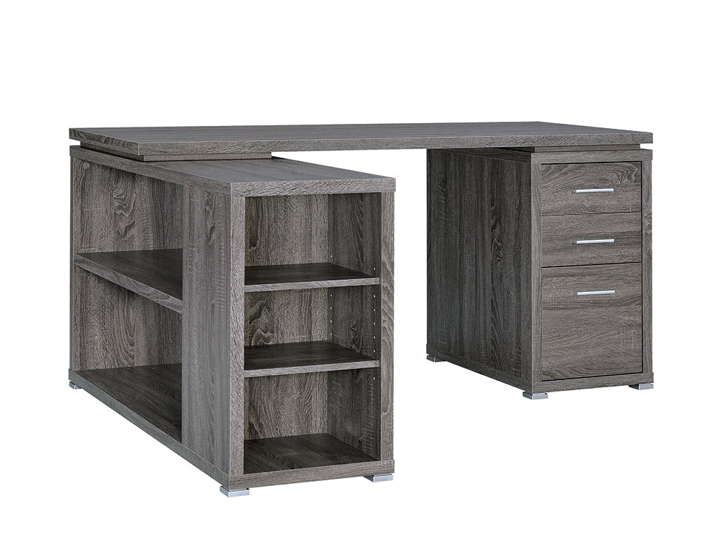 Yvette L-Shape Weathered Grey Finish Office Desk