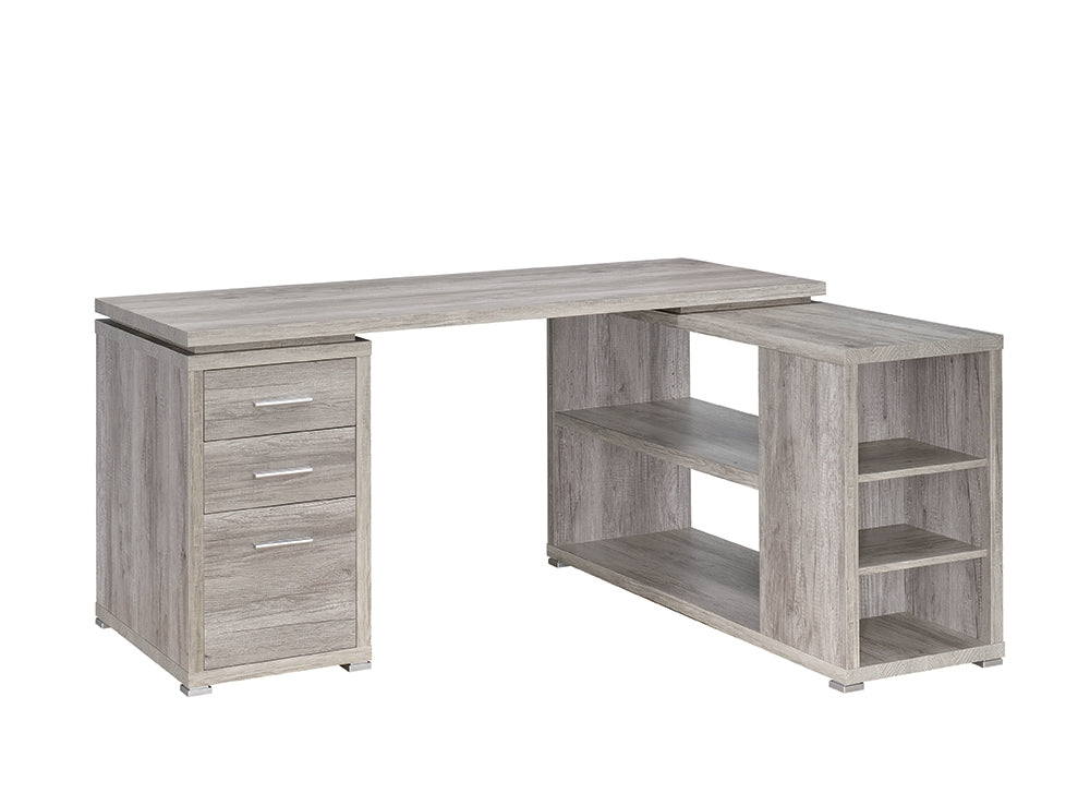Yvette L-Shape Weathered Driftwood Finish Office Desk