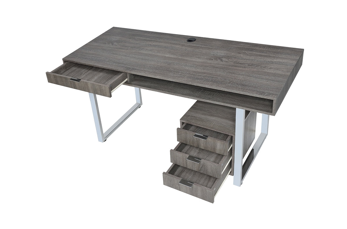 Soros II Contemporary Desk in Weathered Grey Finish