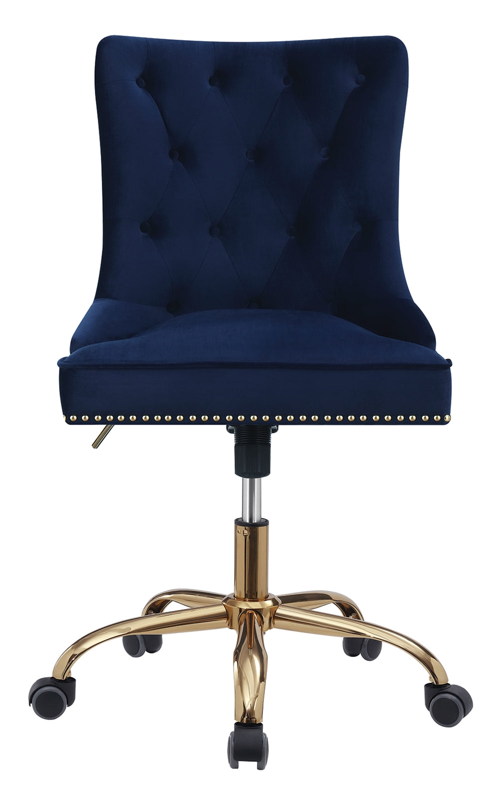 Targa Blue Velvet Office Chair with Brass Accent Trim