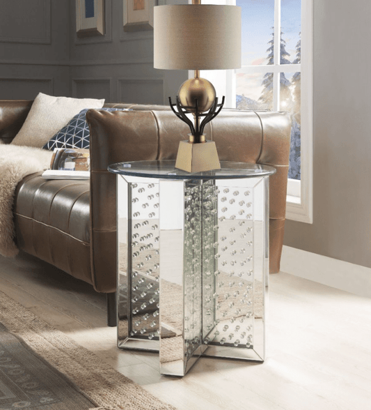 Nysa Glam Mirrored End Table - ACME 80217