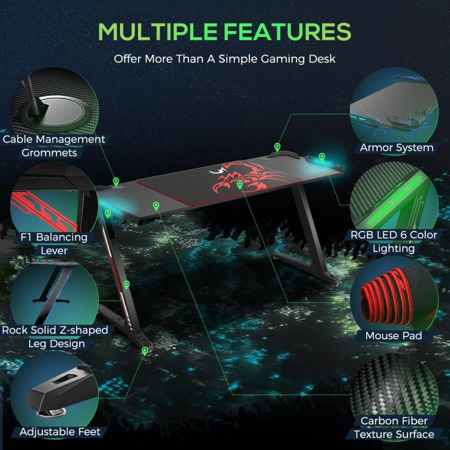 Brocton LED Gaming Desk