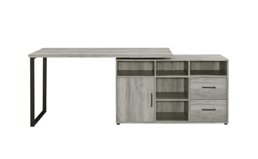 Hertford L-Shape Office Desk With Storage Grey Driftwood