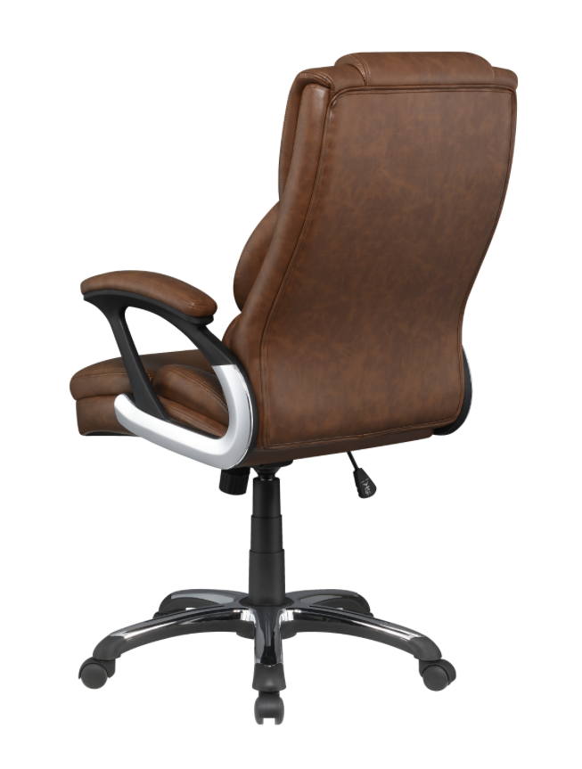 Adjustable Height Office Chair With Padded Arm Brown And Black