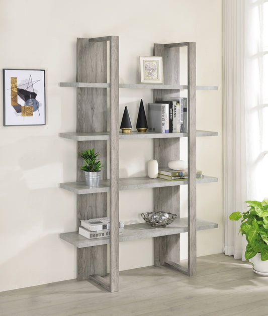 Modern Industrial Bookcase in Driftwood-Cement