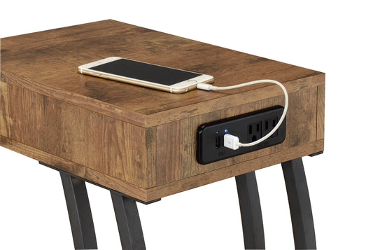 Accent Table With Power Outlet Antique Nutmeg