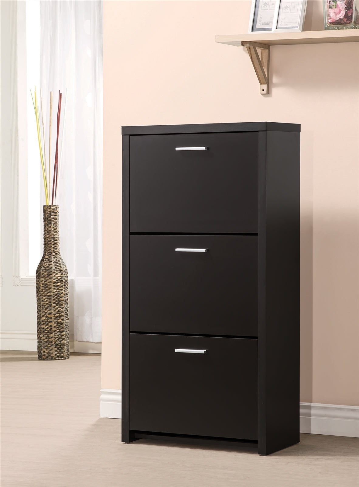 3-Drawer Shoe Cabinet Black