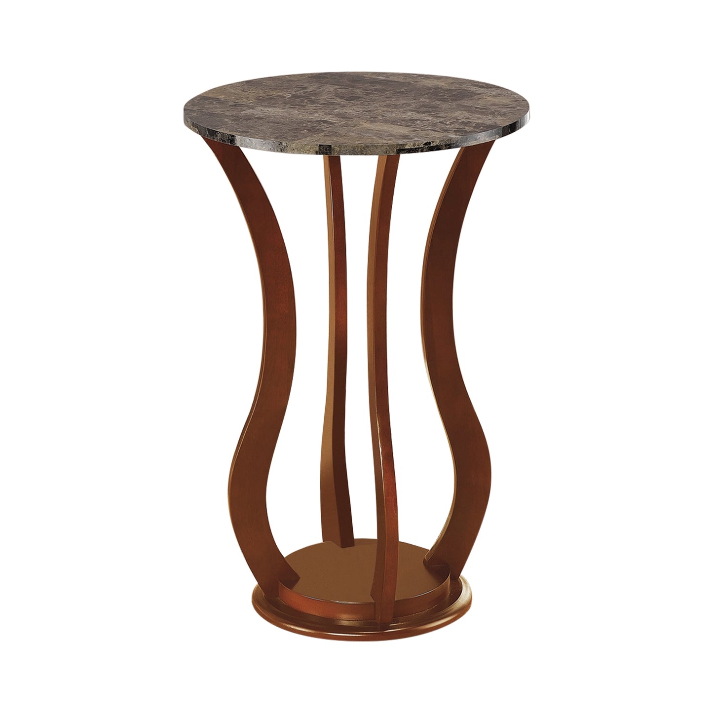 Round Marble Top Accent Table Brown