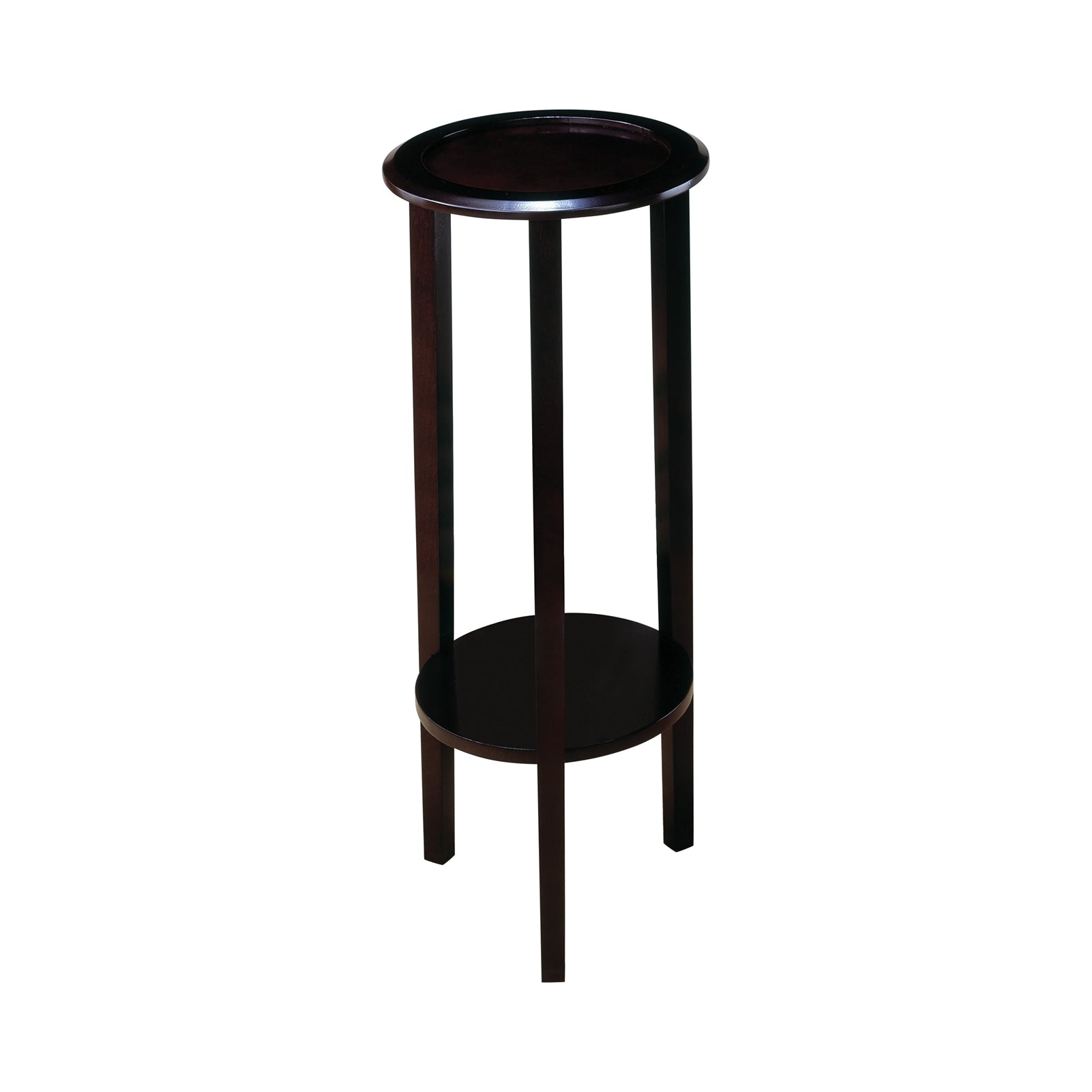 Round Accent Table With Bottom Shelf Espresso