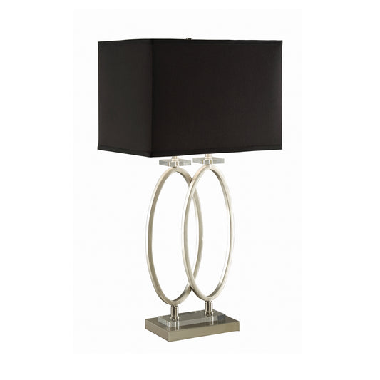 Rectangular Shade Table Lamp Black And Brushed Nickel