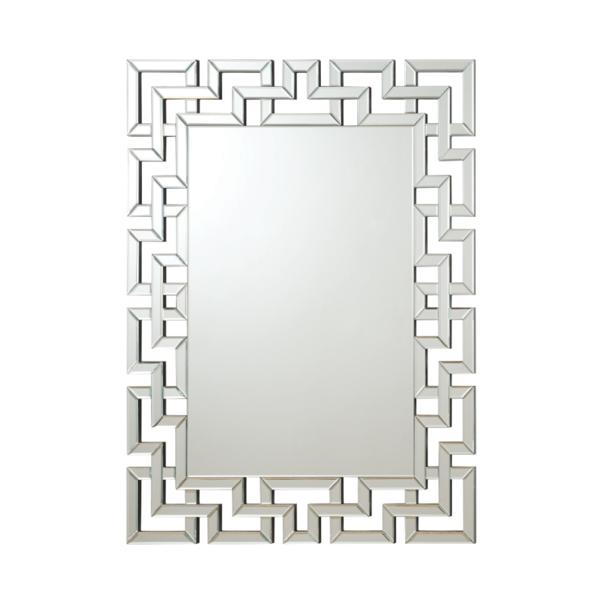 Interlocking Greek Frameless Wall Mirror Silver