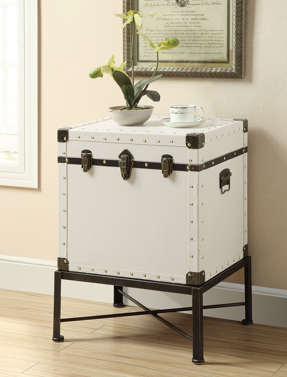 Hicks Lift-Top White & Black Accent Cabinet