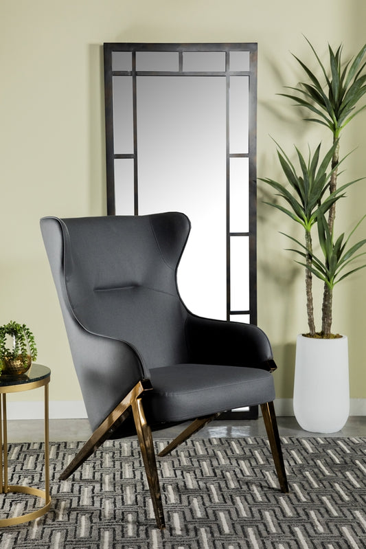 Transitional Style Accent Chair in Slate & Bronze