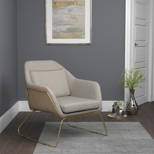 Beige Modern Mix of Texture Accent Chair