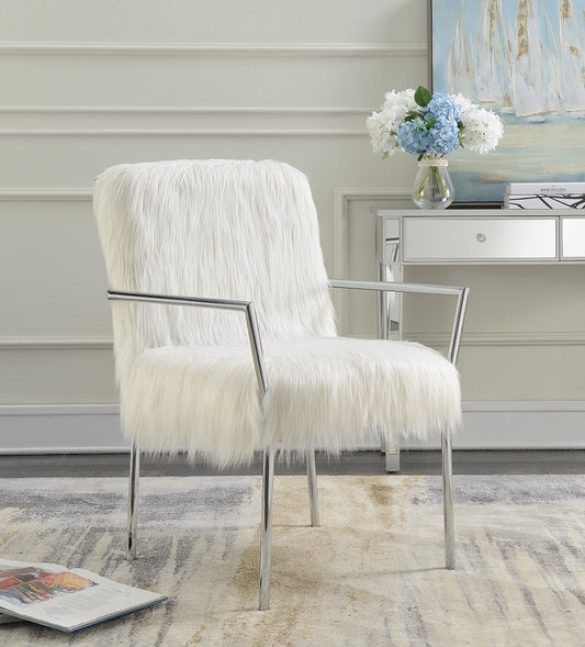 Marsha Faux Sheepskin & Chrome Accent Chair
