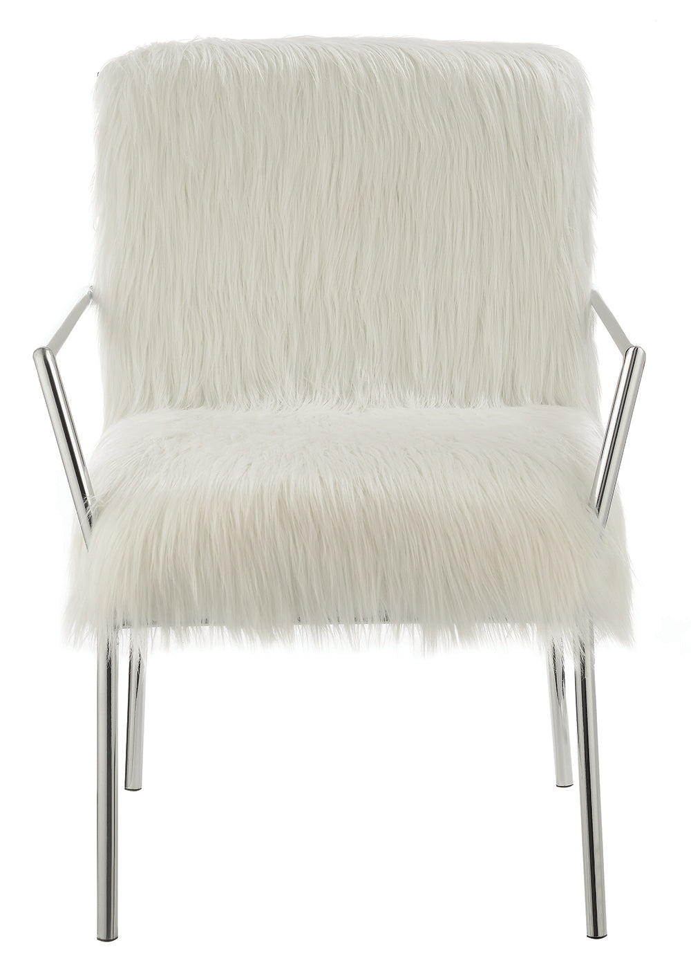 Marsha Faux Sheepskin & Chrome Accent Chair