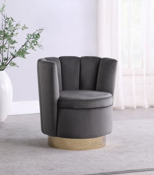 Channeled Tufted Swivel Chair Gray And Gold