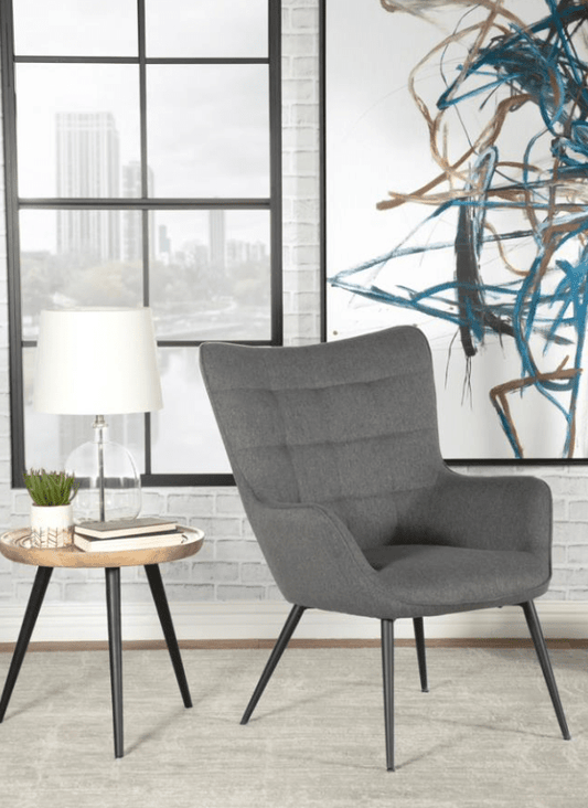Upholstered Flared Arms Accent Chair with Grid Tufted