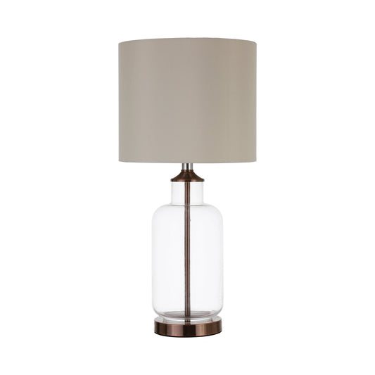 Drum Shade Table Lamp Creamy Beige And Clear