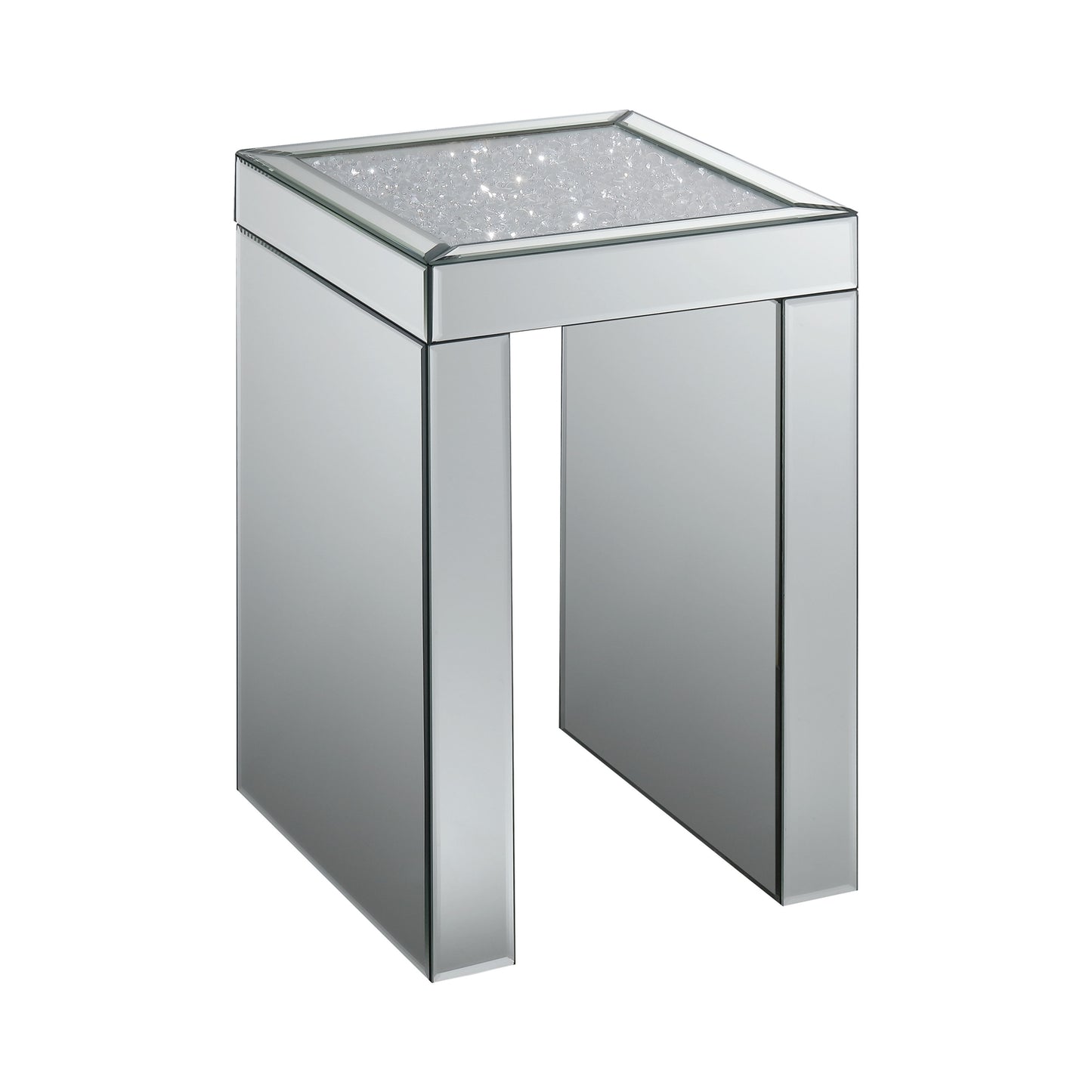 Square Chairside Table Clear Mirror