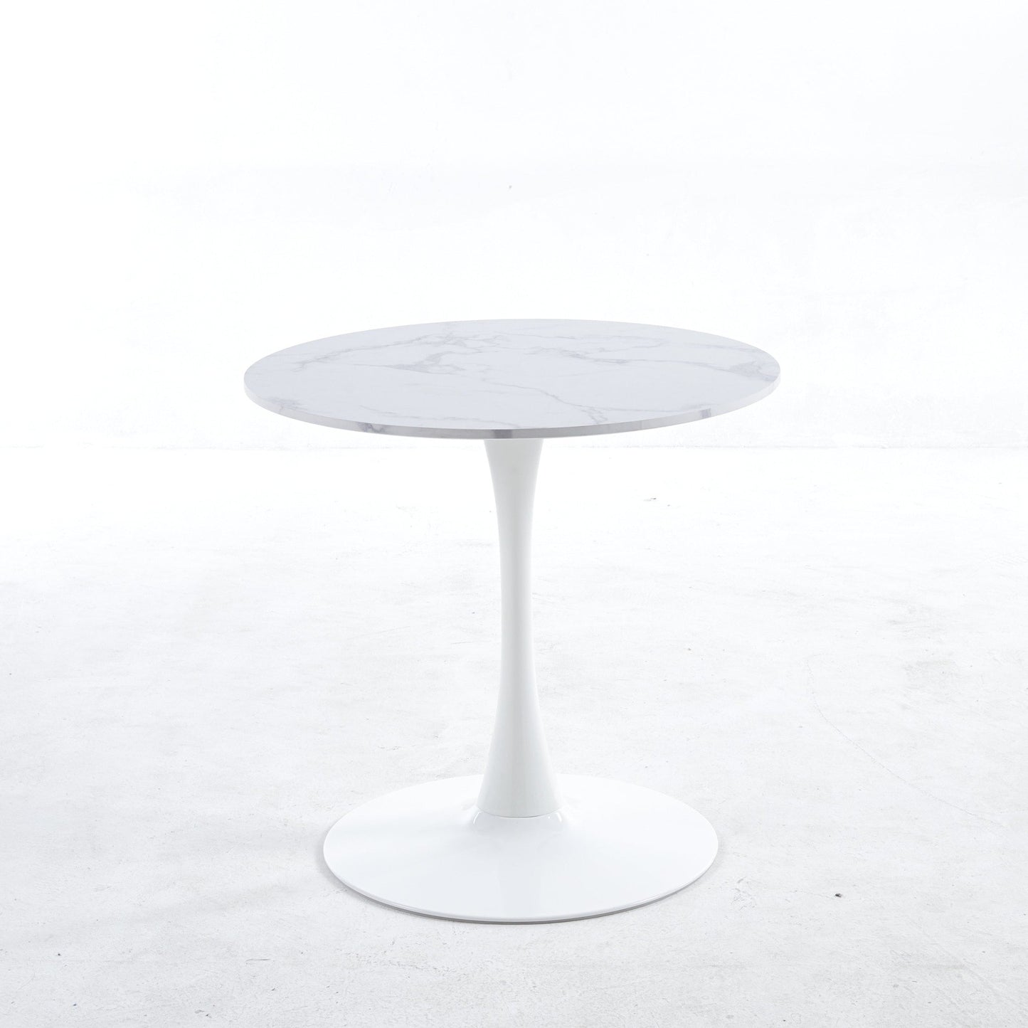 31" White Faux Marble Tulip Table