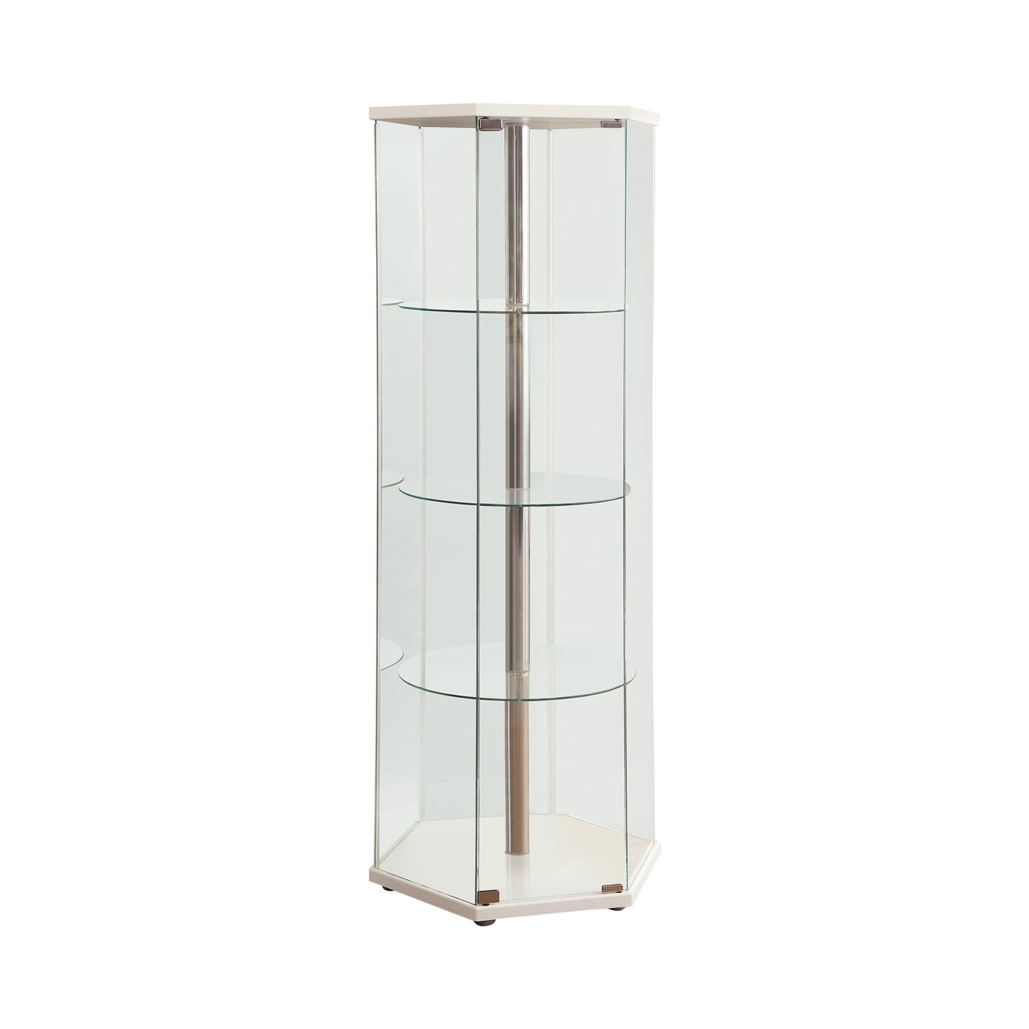 4-Shelf Hexagon Shaped Curio Cabinet White And Clear