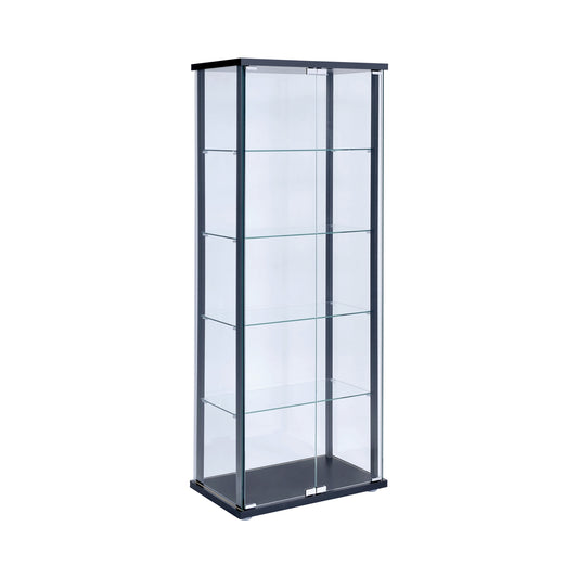 5-Shelf Glass Curio Cabinet Black And Clear