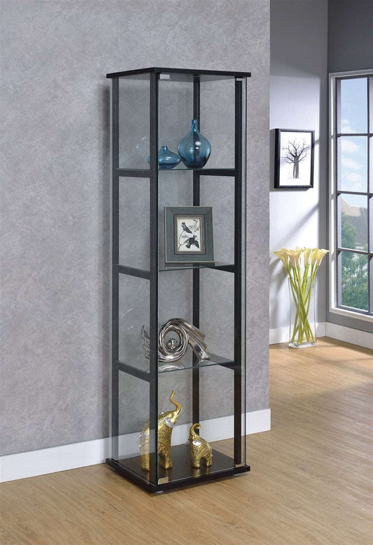 4-Shelf Glass Curio Cabinet Black And Clear