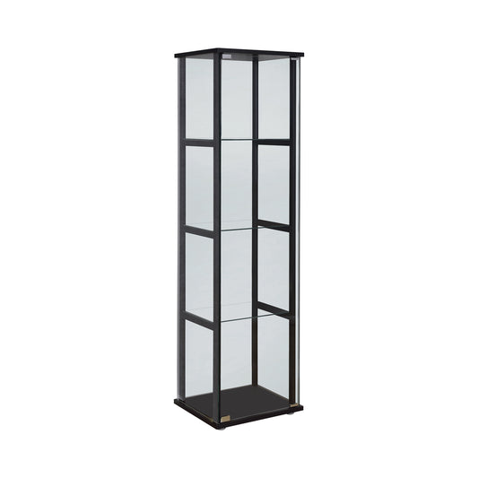 4-Shelf Glass Curio Cabinet Black And Clear