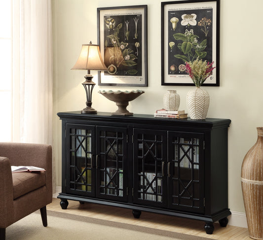 Miss Julia Accent Cabinet w- Lattice Overlay in Black
