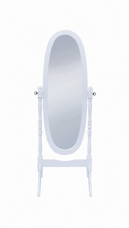 Oval White Cheval Mirror
